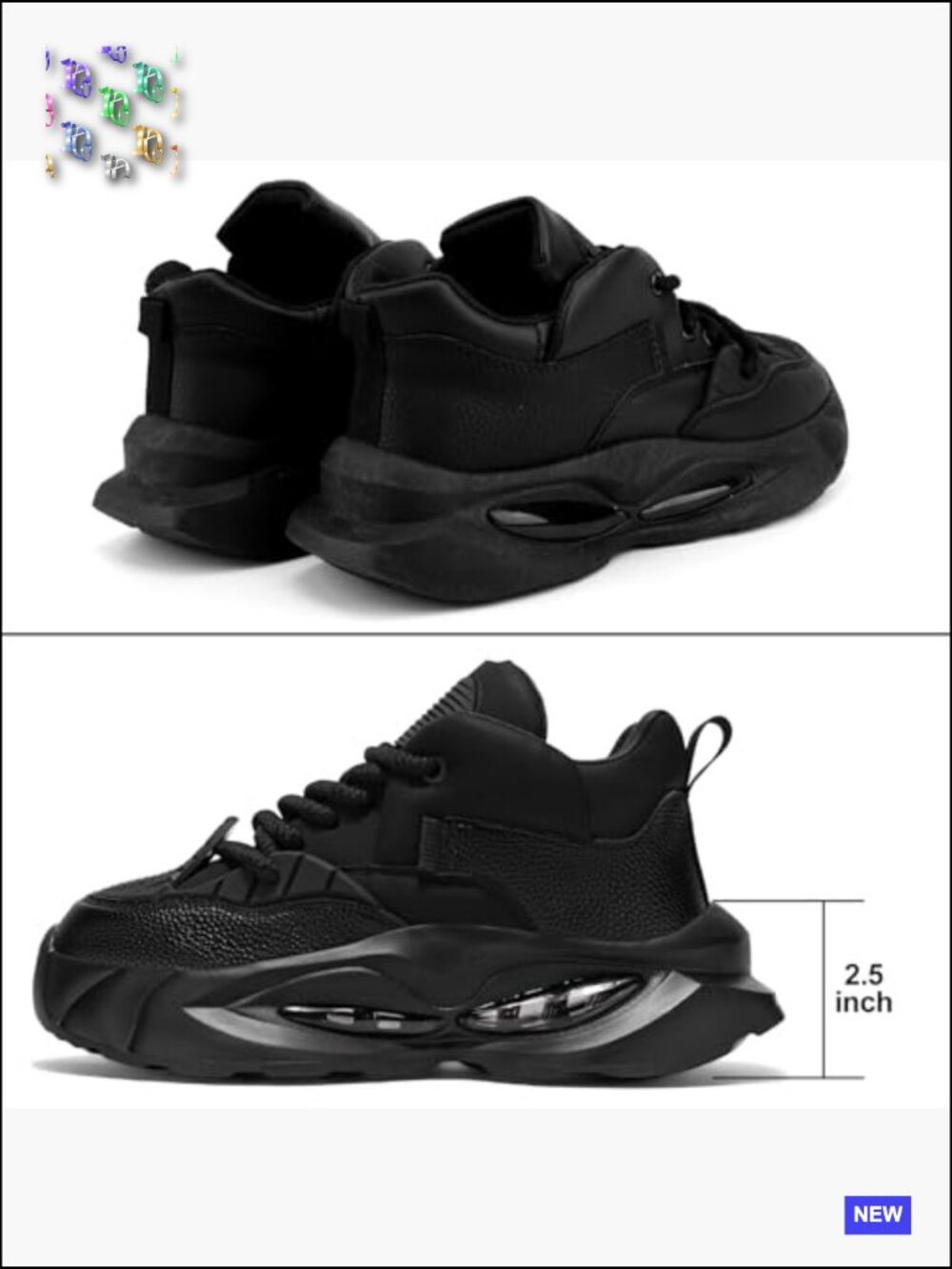Chunky Platform Sneakers Slip-Resistant Athletic Casual Dad Shoes Retro Style - Picture 6 of 6